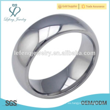 Anillo de acero de tungsteno de diseño simple, anillo de plata liso para los hombres